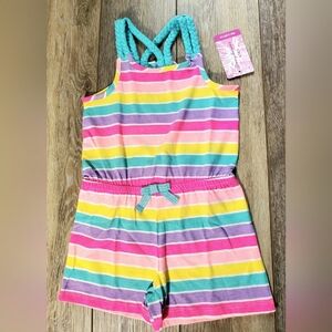 NEW Tommy Bahama little girls pink, aqua, yellow shorts Romper Size XS 4